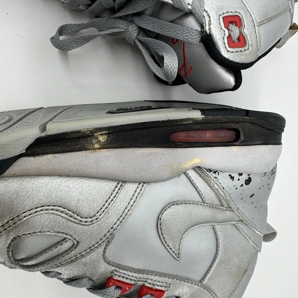 Nike Air Flight 2013 Silver Red High Top Sneakers Women's 10 Basketball Shoes